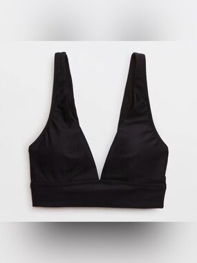 NWT Aerie Plunge Longline Padded Triangle Bikini Top in Black - Size S